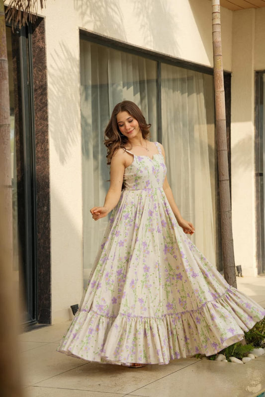 Purple Floral Fit & Flare Dress